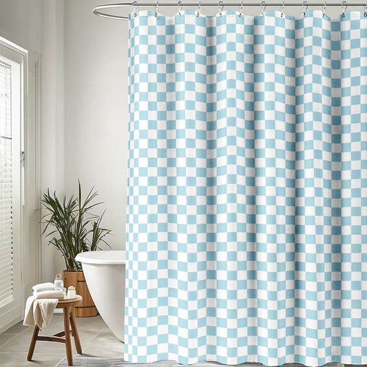 Pastel Blue Gingham Shower Curtain