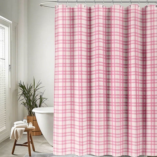 Pink Gingham Lightweight Shower Curtain