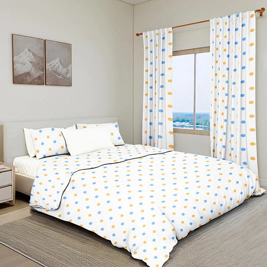 Joyful Polka Dot Bedding Set with Matching Curtains