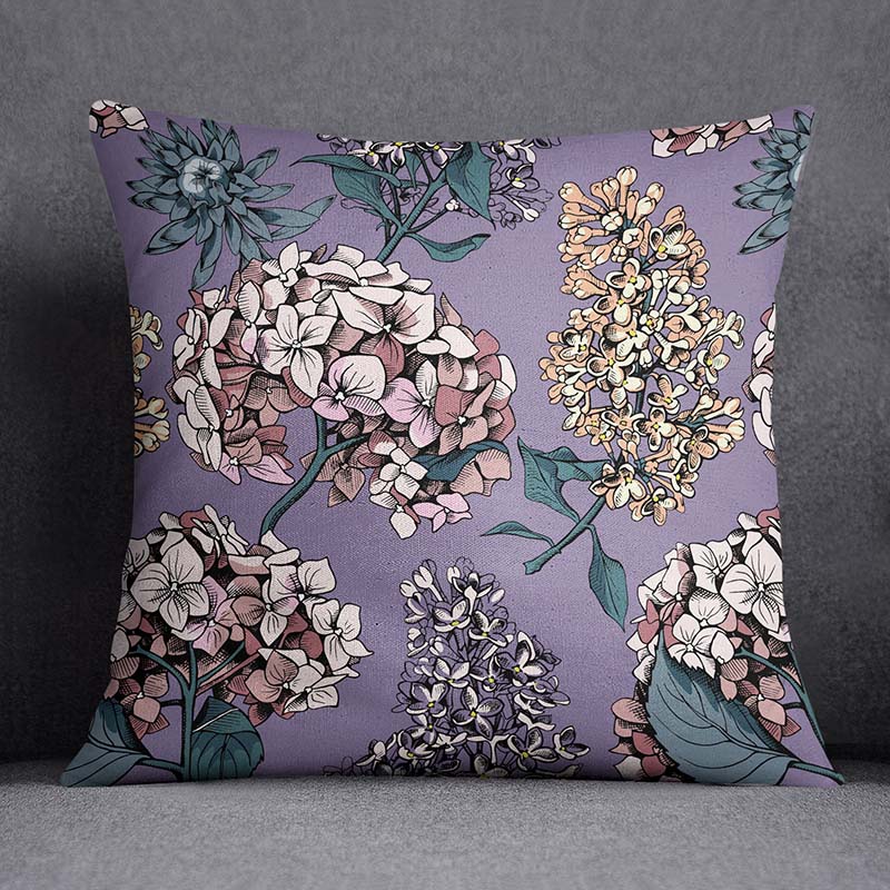 Charming Purple Blossom Throw Pillow