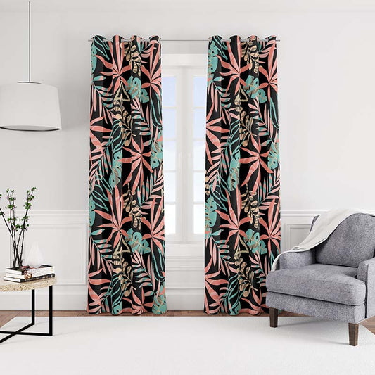 Tropical Leaf Printed Blackout Curtain