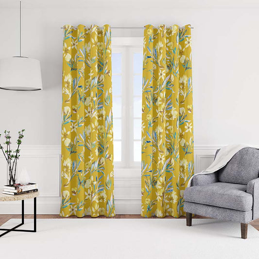 Yellow Magnolia Floral Blackout Curtain