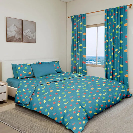 Fresh Fruit Design Bedding Set with Matching Curtains